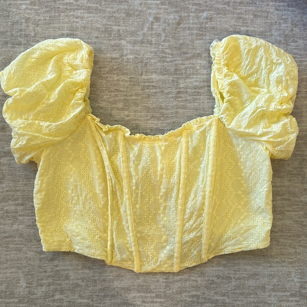 wild fable puffy sleeve corset crop top